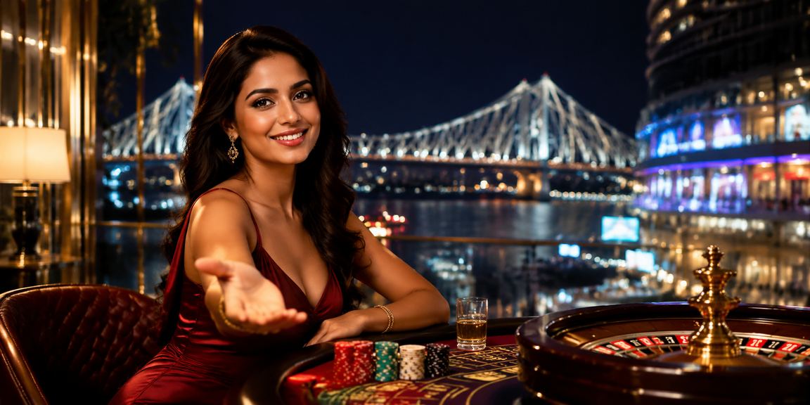 Mobile live casino gameplay in night neon light setting in Kolkata